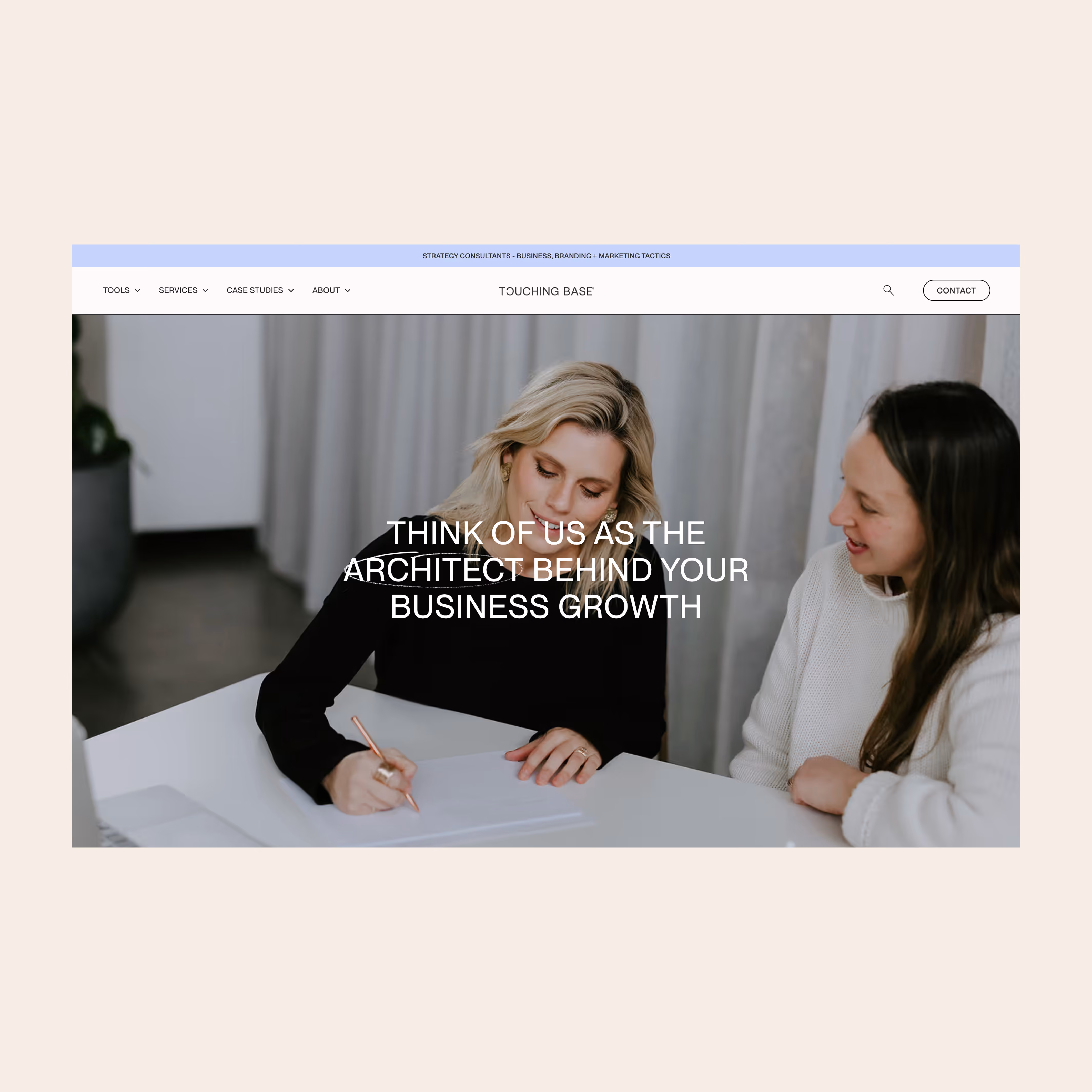 A screenshot of the Touching Base Webflow site